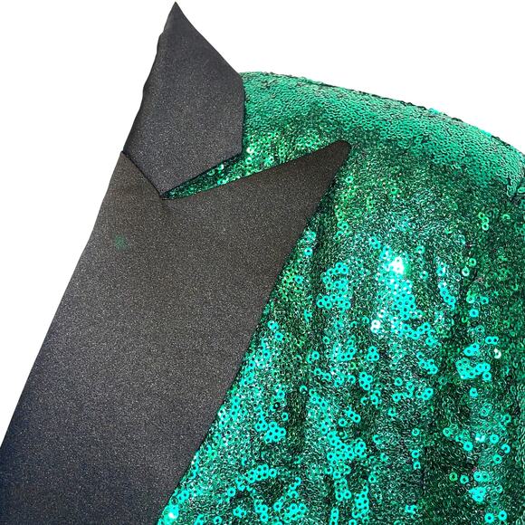 Green and Gold Sequin Tuxedo Jacket Size Large - Picture 2 of 4